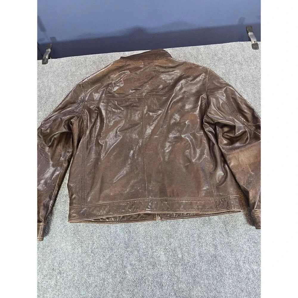 Scully Womens XL Brown Leather Jacket Distressed Western Moto Biker Coat